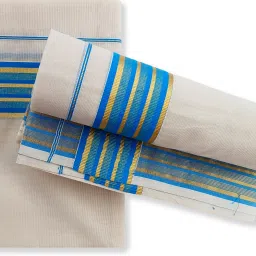 Chithra Fabrics CF 4200 Double Set Sky Blue Solid Women Dhoti-image-22