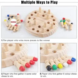 jugnu toys Wooden Memory ChessGame Set, Funny Block Board Game Parent-Child Interaction Toy 10 cm Chess Board image 5