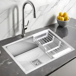 304 Grade Stainless Steel Handmade Single Bowl Kitchen Sink |18x16x10 Inches | Matt Finish |Including Waste Coupling|Waste Pipe|Fruit Basket Vessel Sink-image-37