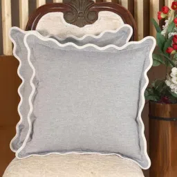 sivya by home Grey Cotton Solid 18x18 inches Cushion Cover Pack of 2-picture-4