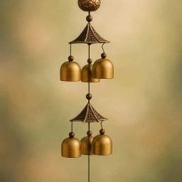 Brass Om Feng Shui Wind Chime with Hanging Bells Aluminium, Plastic Windchime-image-89