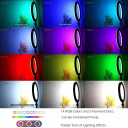 Webilla 10" Selfie RGB LED Ring Light Dimmable with 21 Colours and Shutter for Live Stream for YouTube, Makeup, Photography, Video Shooting, Light for Reels, Vigo, Studio Lighting, taka Tak Videos (Without Tripod) Ring Flash image 5