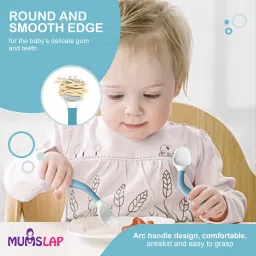 mumslap Baby Fork and Spoon Set for Feeding - SkyBlue- Food Grade PP, BPA & Phthalates Free for 6months+ babies image 3