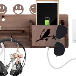Flipkart SmartBuy Wooden With 5 Hooks for Keys & Accessories, Phone Charging S-01 Mobile Holder-25