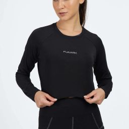 Women Sporty Crew Neck Reversible Polyester Black T-Shirt-image-31