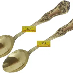Set Of 2 Handmade Pure Brass Spoon Designer Brass Cutlery Set-picture-21