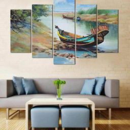 wens Bad Cleverness Multicolour MDF Landscape Art Panel Set of 5-picture-15