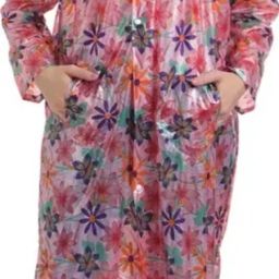 Floral Print, Solid Women Raincoat-image-32