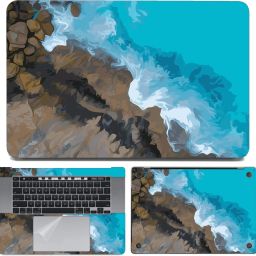 dzazner Fullbody 4-Piece Laptop Skin Wrap Decal Vinyl Sticker Compatible for MacBook Pro 16 inch A2141 2019 Release (Blue Sea) Precision Cut Vinyl Laptop Decal 16-image-1