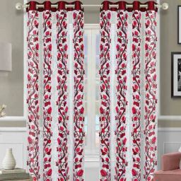 romee White Polyester Net Floral 9FT Light Filtering Eyelet Long Door Curtains (Pack of 2)-picture-18