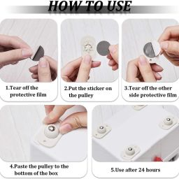 jiyaenterprises 8pcs 360 Degree Rotation Pulley Universal Bottom Wheels Self Adhesive Mini Swivel Casters Wheels Rotation Universal Wheels Multiple Unit Measuring Wheel image 3