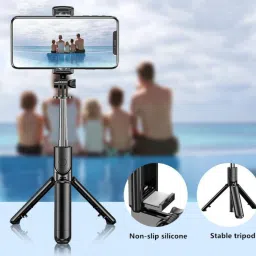 POZUB Bluetooth Selfie Sticks with Remote Free Carry Bag Multifunctional Tripod Stand Tripod, Monopod, Monopod Kit, Tripod Ball Head, Tripod Bracket, Tripod Clamp, Tripod Kit image 3