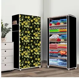 6 Shelf Foldable Collapsible Wardrobe Storage Organizer Almirah Cloth Rack PVC Collapsible Wardrobe-3