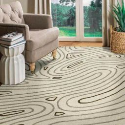 saraswati global Beige Abstract Blended Wool 8 ft x 10 ft Hand Tufted Carpet-picture-43