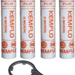 Kemflo Spun Filter Candle 10inch ,Outer Filter,Catridge,Compatible with all domestic water purifiers pack of 4pcs with wrench Solid Filter Cartridge-12