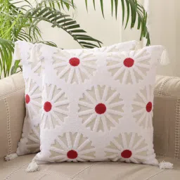 jamio firati White Cotton Textured 18x18 inches Cushion Covers (Set of 5)-picture-49