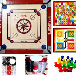 Red Carrom Board 20 Inch + Ludo & Snake Ladder, Gift Pack 50 cm Carrom Board-picture-12
