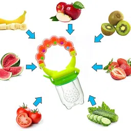 chicbunny Pack of 2 BPA-Free Silicone Food Nibbler for Fruit and Veggie with Rattle Handle Feeder image 3