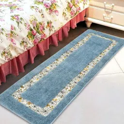 saral home Blue Cotton 55 x 16 Inches Hand Tufted Floor Runner-picture-2
