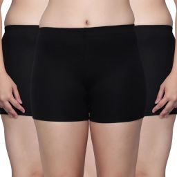 Pack of 3 Solid Women Black Cycling Shorts-image-5