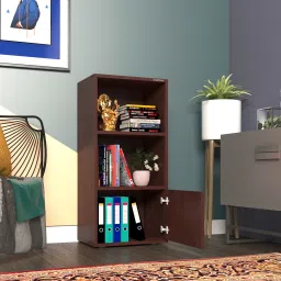 captiver Almari 1 Door Book Shelf and Display Unit Cabinet | Engineered Wood Semi-Open Book Shelf image 3