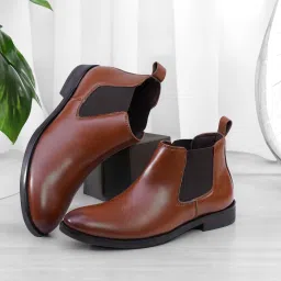 Men Chelsea Slip-On Synthetic Leather Comfortable Boots For Men Boots For Men-image-81