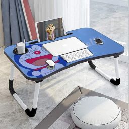 HELLO DORAEMON Design Folding Multi Use Table With Tablet & Cup Holder || Wood Portable Laptop Table-13