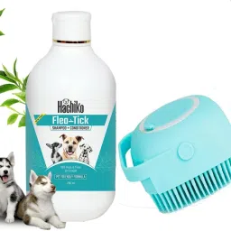 Natural (Combo of 2) Flea and Tick Shampoo Plus Conditioner + Scrub Brush Allergy Relief, Anti-dandruff, Anti-fungal, Anti-microbial Artificial Fragrance Free Dog Shampoo-8