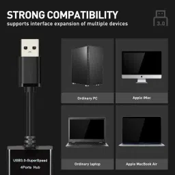 orionis USB 3.0 Port With Super Speed 5 Gbps 4 Port USB Hub Black Pack Of 1 Workstation Handheld Data Collector image 3