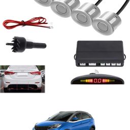 4Silver Parking Sensor With LED Display Increased Safety For Car-195 Universal 4 Silver Reverse Parking Sensor With LED Display For Cars-195 Parking Sensor-image-68