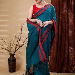 Woven Handloom Cotton Blend Saree-image-43