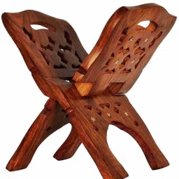 Divine Edge Wooden Pooja Book Stand – A Sacred Companion for Your Spiritual Wooden Brown Rehal-image-67
