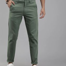 Men Regular Fit Green Lycra Blend Trousers-image-12