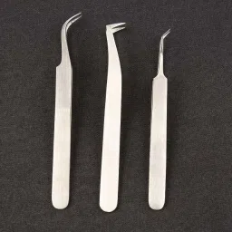 Crafts Precision Anti-Static Stainless Steel Tweezers set for Soldering Mobile Phone Repair | Swiss Antimagnetic Tweezers 3 Pcs Kit (STAINLESS STEEL)-image-47