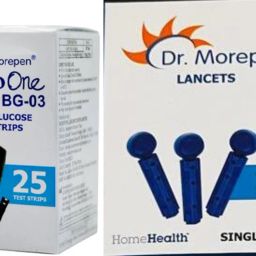 Dr. Morepen bg03 100 round lancets and 25 Glucometer Strips-image-85