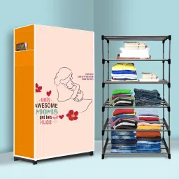 Long Life 5 Shelf Metal Foldable Wardrobe and Portable Almirah for Adults, Kids Carbon Steel Collapsible Wardrobe-image-5