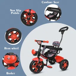 Kids Smart Tricycle with Storage Space,Parent Push Handle,Soft Cushion Seat N-1 Tricycle for 12 Months to 60 Months Baby Boys/Baby Girls Tricycle-17