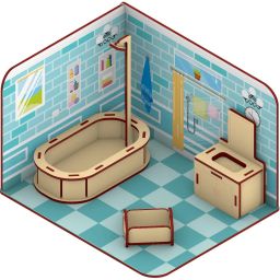 Kids DIY Wooden Bathroom Doll House with Furniture Kit for Girls and Boys-40