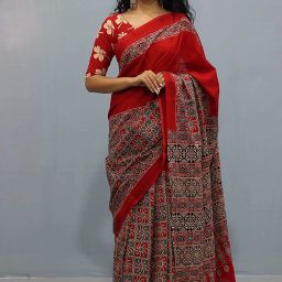Printed, Color Block, Blocked Printed, Floral Print, Dyed Daily Wear Pure Cotton Saree-picture-6