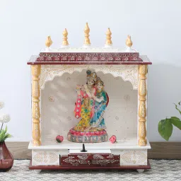 india home wood White And Red Mango Wood Wood Floor Rested Mandir Without Door-picture-1