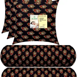 3 Cushion And 2 Microfibre Floral Bolster Pack of 5-image-54