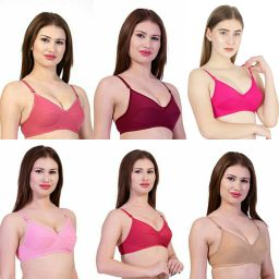 Pack of 6 Women Full Coverage Non Padded Bra-image-40