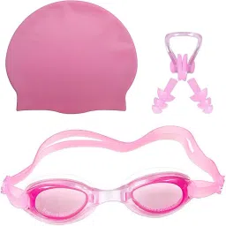 HIGH Quality Goggles Silicone Cap 1 Nose Clip + 2 Ear Plugs PINK Swimming Kit-image-83