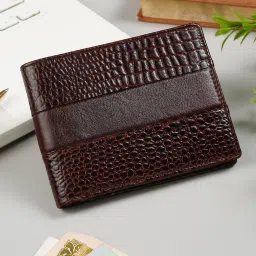 Men Formal Brown Genuine Leather Wallet-image-97