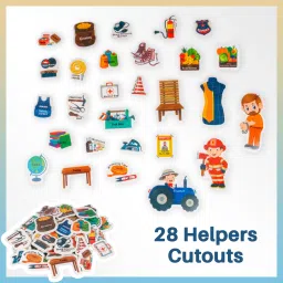 clever kids Educational Our Helpers Activity Mat ( 91 cms X 66 cms Jumbo Mat) with 13 Both Sides Printed Flash Cards & 28 Helpers eva Cutouts with Velcro.… image 4