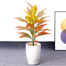 De Gardenia Artificial Tropical Zebra Leaf Plant– 26 Large Leaves Without Pot Bonsai Artificial Plantwith Pot-24