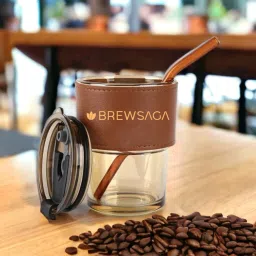 Coffee Tumbler With Lid And Straw Hot/Cold With Leather Sleeve Glass Tumbler-image-28