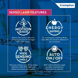 crompton 9 W Motion Sensor Round B22 LED Bulb image 2