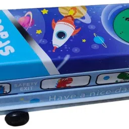 Compass & Geometry Box Three Compartment Bus with Moving Tyres Metal Pencil Box SPACE THEME BOX Art Metal Pencil Box-image-30