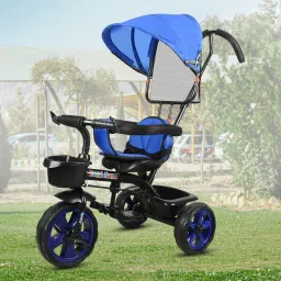Tricycle Blue colour for Kids with Parent Handel ,180° seat rotation, Front or Back Basket with baby Canopy and sipper Tricycle for 12 months to 60 Months for Kids trikes Tricycle 4005 LIGHT BLUE Tricycle-28